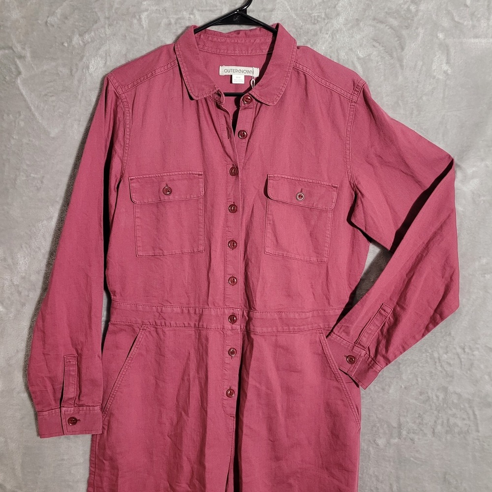 Outerknown S.E.A. Long Sleeve Organic Cotton Linen Jumpsuit Sz M Wine Coverall - Picture 3 of 11